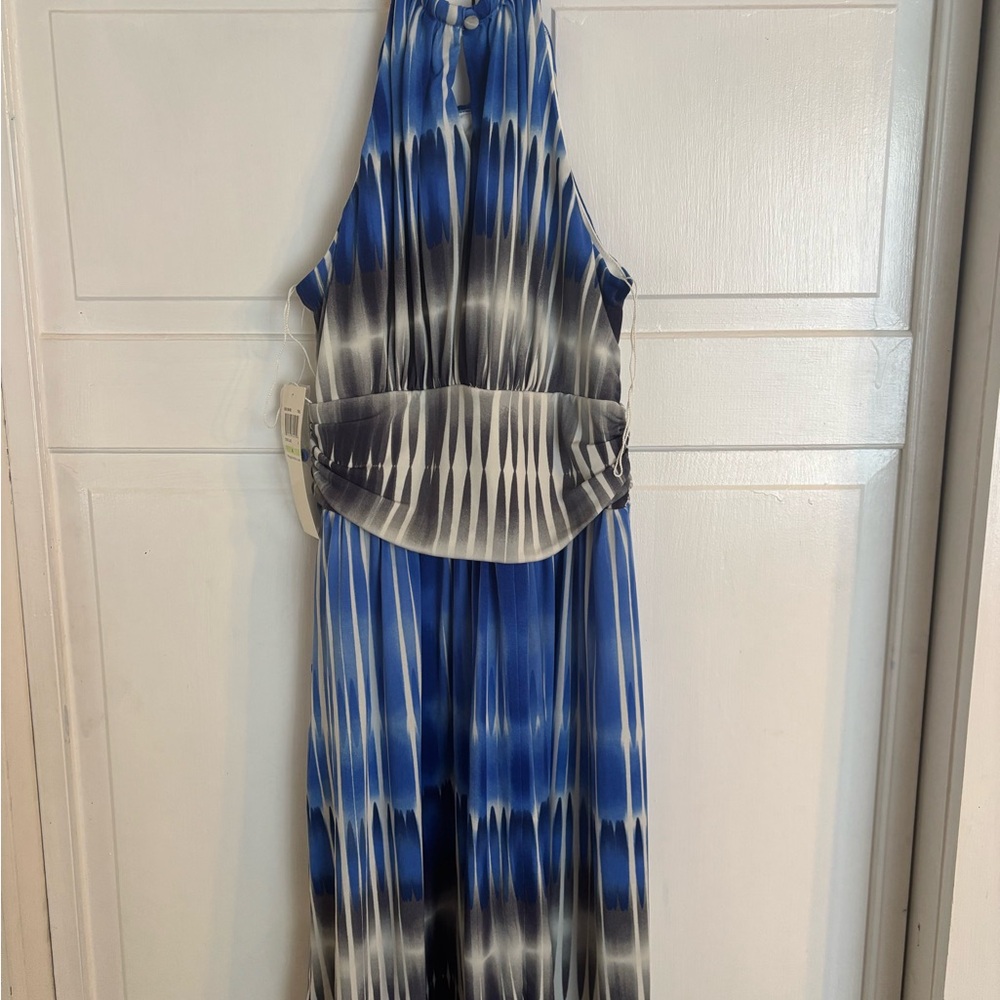 Maggy London Blue and White Halter Dress - Picture 4 of 7